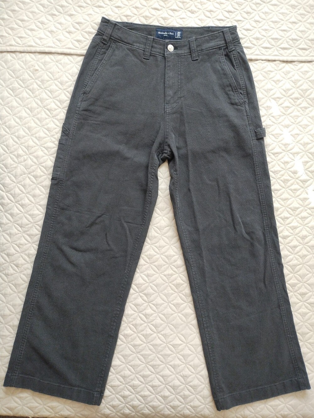 Abercrombie & Fitch Baggy Carpenter Pants Washed Black Mens 28x28 Utility Work